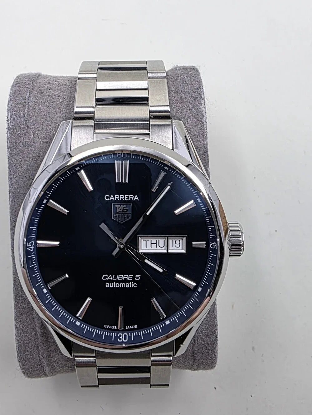 TAG Heuer Carrera Calibre 5 Automatic Men's Day-Date Watch in Blue and Silver